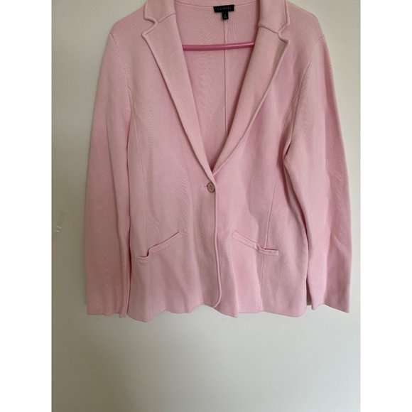 Talbot's Womens Large Barbiecore Pink Cotton Knit Blazer Sweater NWOT - Picture 1 of 7